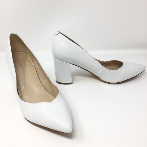 white block heel pumps